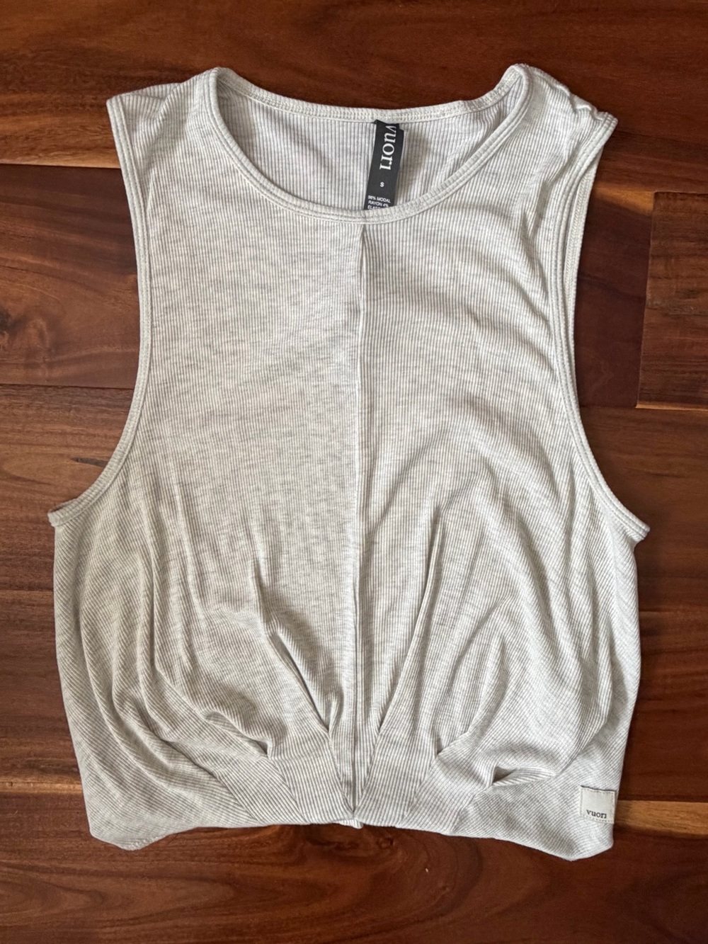 Vuori Women's Light Gray Ribbed Sleeveless Tank Small